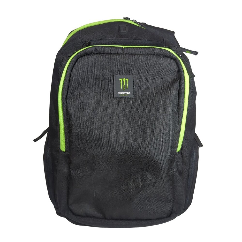 Monster Energy Laptop Backpack Black Neon Green Compartments Padded Straps